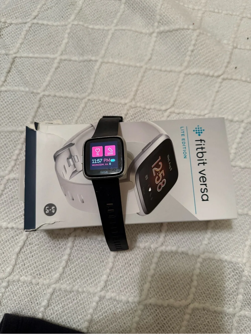 fitbit Versa Lite Edition Black Smartwatch with Square Touchscreen